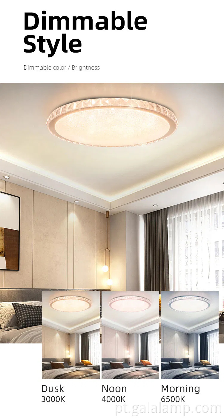 Moderno inteligente, redondo LED, estilo cristalino, luz de teto ultrafina